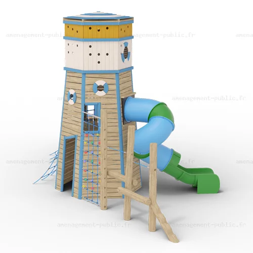 Phare pour aire de jeux extérieure en bois de robinier